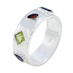 Multi Stone quarter Egyptian Silver multicolor Gemstones Minimal Abstract Band Jewellery