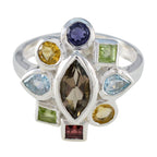 Multi Stone navratna French Silver multicolor Gems Eye catching Cocktail Ring Jewellery