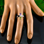 Multi Stone quarter Turkish Silver multicolor Gemstones Dainty Floral Ring Jewellery