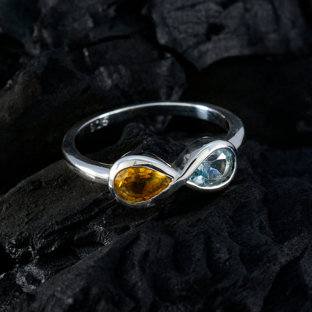 Multi Stone Toi et Moi Japanese Silver multicolor Gemstones Dainty Sophisticated Ring Jewelry