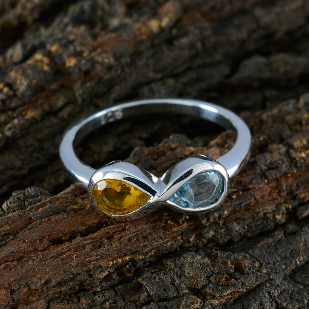 Multi Stone Toi et Moi Japanese Silver multicolor Gemstones Dainty Sophisticated Ring Jewelry