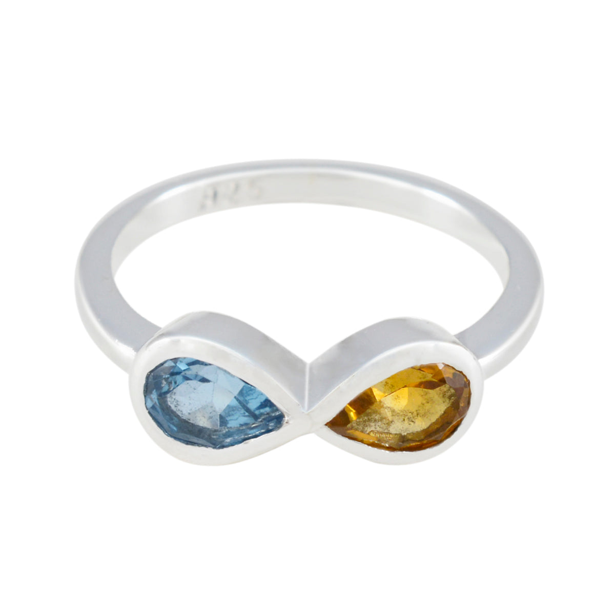 Multi Stone Toi et Moi Japanese Silver multicolor Gemstones Dainty Sophisticated Ring Jewelry Hoofdafbeelding