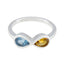 Multi Stone Toi et Moi Japanese Silver multicolor Gemstones Dainty Sophisticated Ring Jewelry