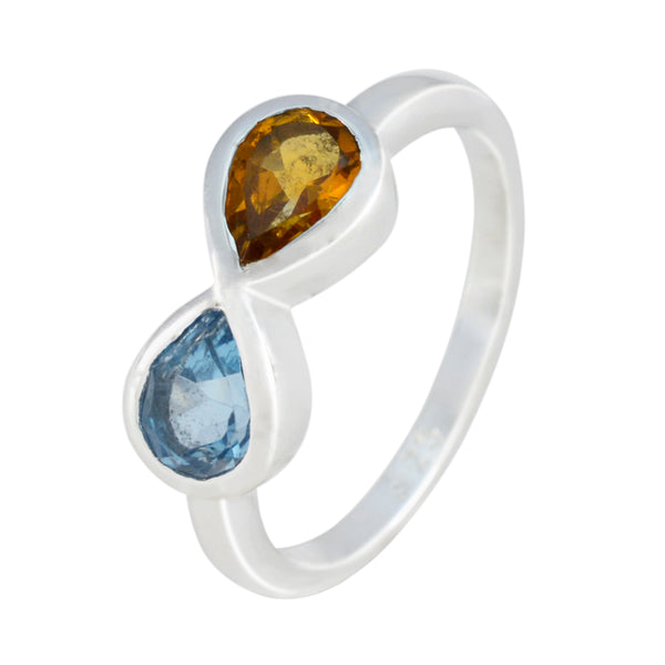 Multi Stone Toi et Moi Japanese Silver multicolor Gemstones Dainty Sophisticated Ring Jewelry