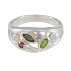Multi Stone multiple German 925 Sterling Silver multicolor Gemstones Tiny Sophisticated Ring Jewellery