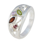 Multi Stone multiple German 925 Sterling Silver multicolor Gemstones Tiny Sophisticated Ring Jewellery