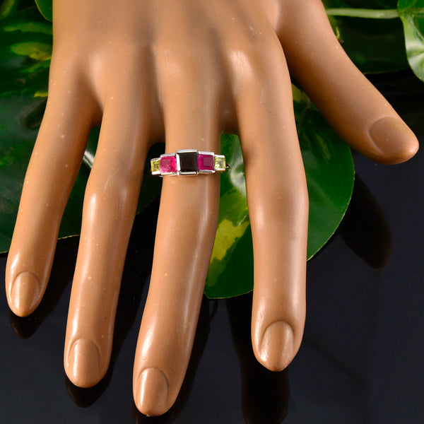 Multi Stone Penta American Sterling Silver multicolor Gemstone Delicate Abstract Ring Jewelry