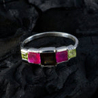 Multi Stone Penta American Sterling Silver multicolor Gemstone Delicate Abstract Ring Jewelry