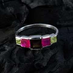 Multi Stone Penta American Sterling Silver multicolor Gemstone Delicate Abstract Ring Jewelry