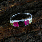 Multi Stone Penta American Sterling Silver multicolor Gemstone Delicate Abstract Ring Jewelry