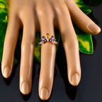 Multi Stone Hepta Korean 92.5 Silver multicolor Gemstones Dainty crown Ring Jewellery