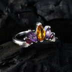 Multi Stone Hepta Korean 92.5 Silver multicolor Gemstones Dainty crown Ring Jewellery