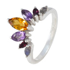 Multi Stone Hepta Korean 92.5 Silver multicolor Gemstones Dainty crown Ring Jewellery