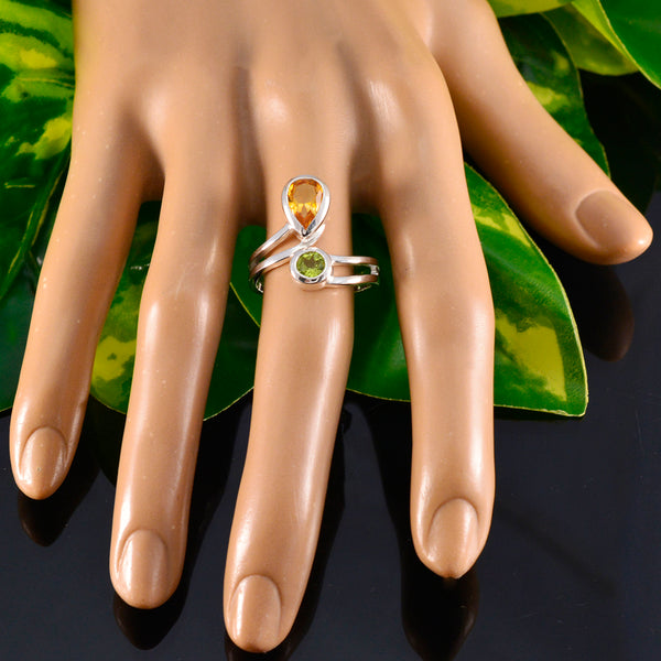 Multi Stone Toi et Moi Russian Silver multicolor Gemstones Tiny Sophisticated Ring Jewelry