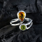 Multi Stone Toi et Moi Russian Silver multicolor Gemstones Tiny Sophisticated Ring Jewelry