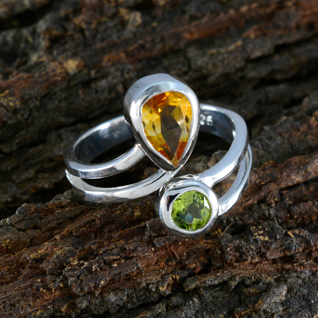 Multi Stone Toi et Moi Russian Silver multicolor Gemstones Tiny Sophisticated Ring Jewelry
