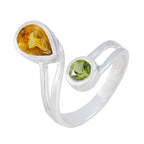 Multi Stone Toi et Moi Russian Silver multicolor Gemstones Tiny Sophisticated Ring Jewelry