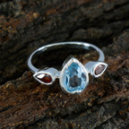 Multi Stone Trilogy Japanese Silver multicolor Gemstones Dainty Trendy Ring Jewellery