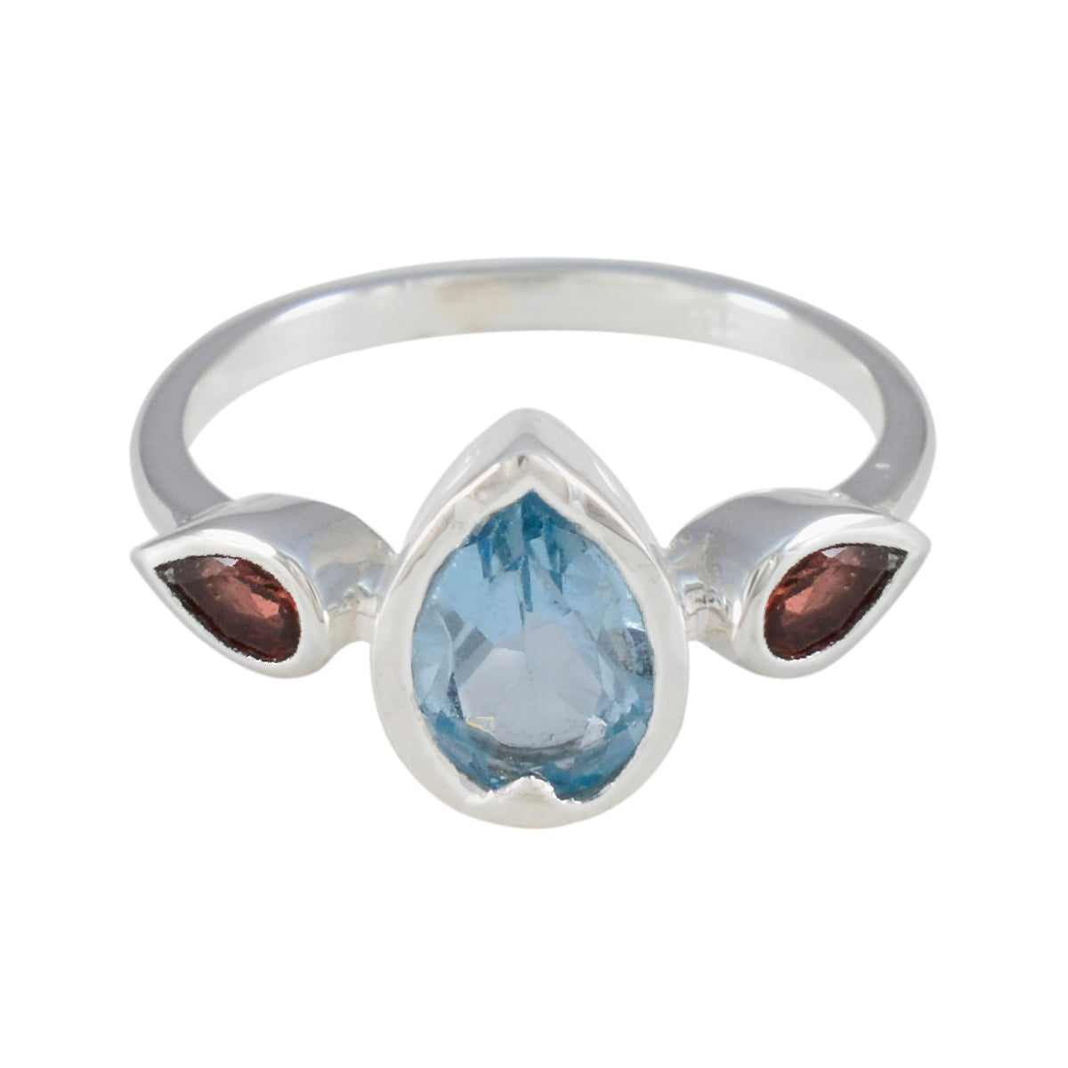 Multi Stone Trilogy Japanese Silver multicolor Gemstones Dainty Trendy Ring Jewellery Hoofdafbeelding