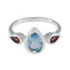 Multi Stone Trilogy Japanese Silver multicolor Gemstones Dainty Trendy Ring Jewellery