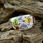 Multi Stone quarter Moroccan Sterling Silver multicolor Gems Eye catching Trendy Ring Jewellery