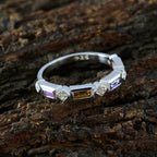 Multi Stone quarter Korean 92.5 Silver multicolor Gems Dainty Trendy Band Jewellery