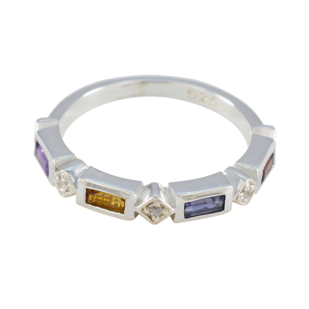 Multi Stone quarter Korean 92.5 Silver multicolor Gems Dainty Trendy Band Jewellery