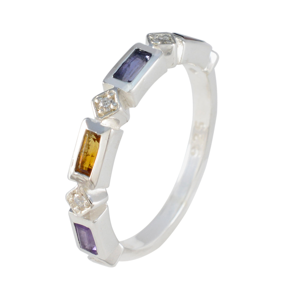 Multi Stone quarter Korean 92.5 Silver multicolor Gems Dainty Trendy Band Jewellery