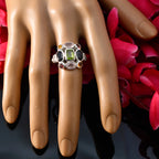 Multi Stone Navratna African Silver multicolor Gemstones Classic Cocktail Ring Jewelry