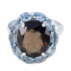 Multi Stone multiple French Sterling Silver multicolor Gemstone Eye catching Abstract Ring Jewellery