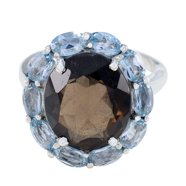 Multi Stone multiple French Sterling Silver multicolor Gemstone Eye catching Abstract Ring Jewellery