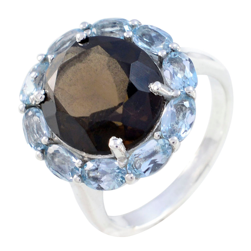 Multi Stone multiple French Sterling Silver multicolor Gemstone Eye catching Abstract Ring Jewellery