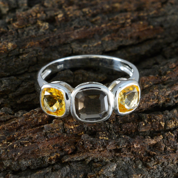 Multi Stone Trilogy Indian 925 Silver multicolor Gemstones Slim Feminine Ring Jewellery