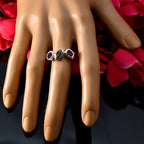 Multi Stone Trilogy Moroccan Sterling Silver multicolor Gemstones Minimal Artisan Ring Jewellery