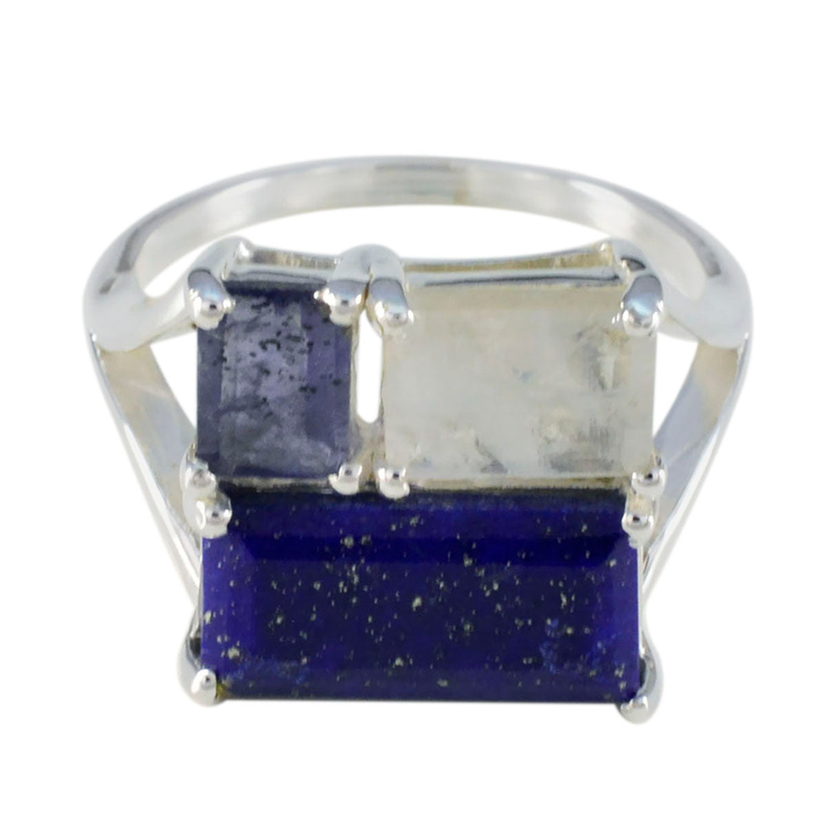 Multi Stone Trilogy African 92.5 Silver multicolor Gemstones Classic Trendy Ring Jewellery メイン画像