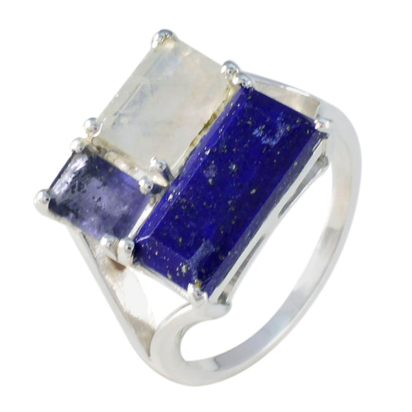Multi Stone Trilogy African 92.5 Silver multicolor Gemstones Classic Trendy Ring Jewellery