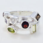 Multi Stone multiple Egyptian Sterling Silver multicolor Gems Versatile Cocktail Ring Jewelry