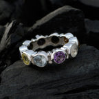 Multi Stone multiple African 925 Silver multicolor Gemstones Classic Eternity Band Jewellery