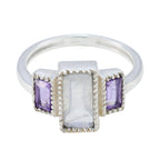 Multi Stone Trilogy Indian 925 Silver multicolor Gemstones Featherlight Sophisticated Ring Jewelry