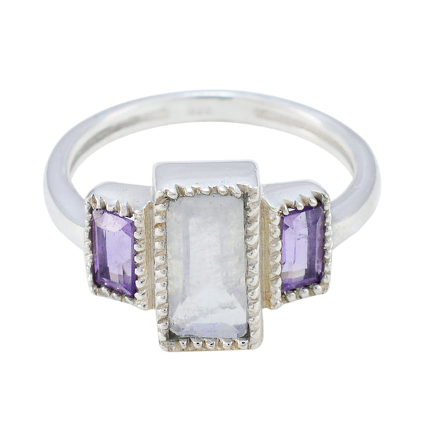 Multi Stone Trilogy Indian 925 Silver multicolor Gemstones Featherlight Sophisticated Ring Jewelry