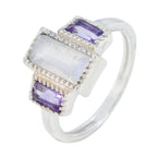 Multi Stone Trilogy Indian 925 Silver multicolor Gemstones Featherlight Sophisticated Ring Jewelry
