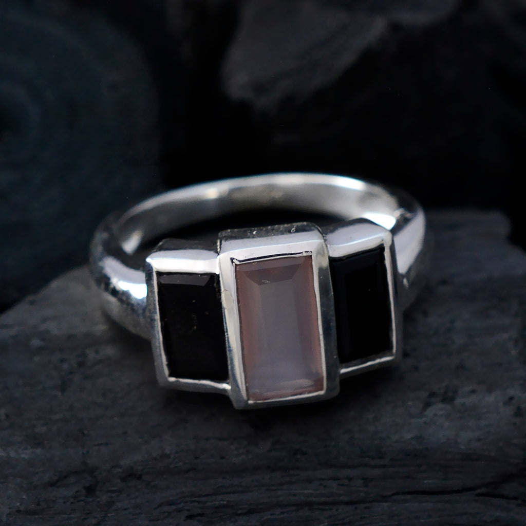 Multi Stone Trilogy Indian Sterling Silver multicolor Gemstone Minimal Contemporary Ring Jewelry