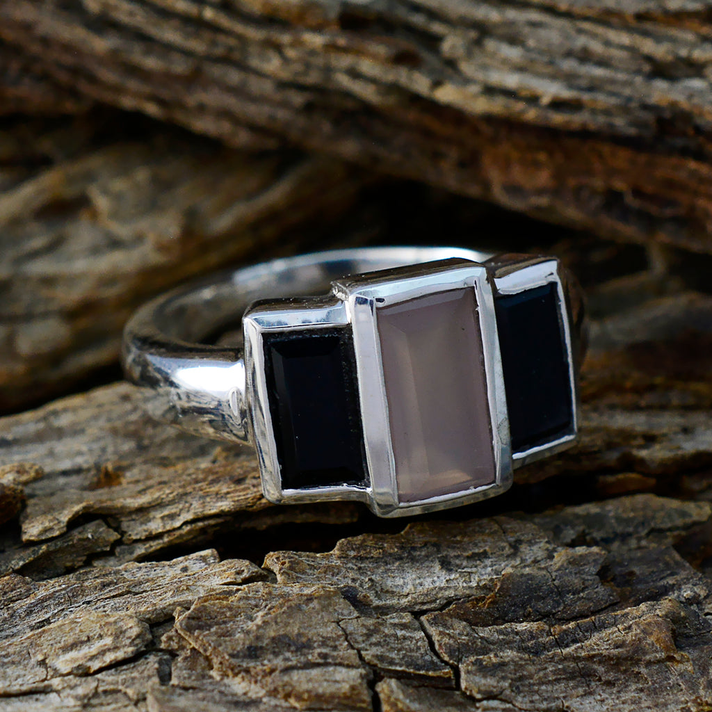 Multi Stone Trilogy Indian Sterling Silver multicolor Gemstone Minimal Contemporary Ring Jewelry