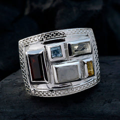 Multi Stone penta Russian 925 Silver multicolor Gemstones Versatile Cocktail Ring Jewellery