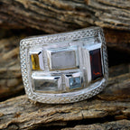 Multi Stone penta Russian 925 Silver multicolor Gemstones Versatile Cocktail Ring Jewellery