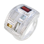 Multi Stone penta Russian 925 Silver multicolor Gemstones Versatile Cocktail Ring Jewellery