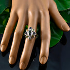 Multi Stone Navratna Deutsch Sterling Silber Multicolor Edelstein Auffälliger Cocktail Ring Schmuck