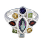 Multi Stone Navratna Deutsch Sterling Silber Multicolor Edelstein Auffälliger Cocktail Ring Schmuck