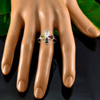 Multi Stone quarter American Sterling Silver multicolor Gems Dainty Floral Ring Jewelry