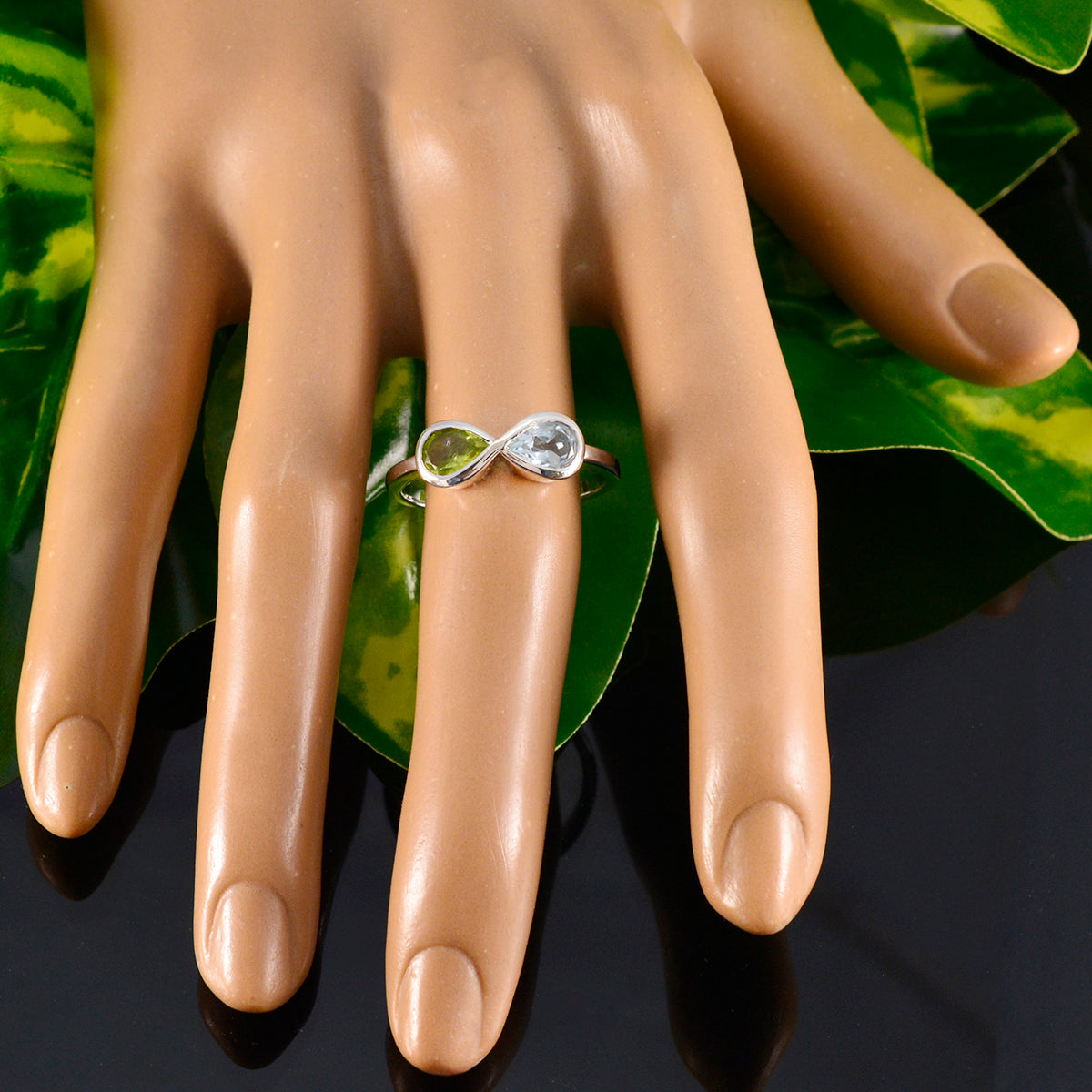 Multi Stone Toi et Moi Turkish Sterling Silver multicolor Gems Dainty Modern Ring Jewellery